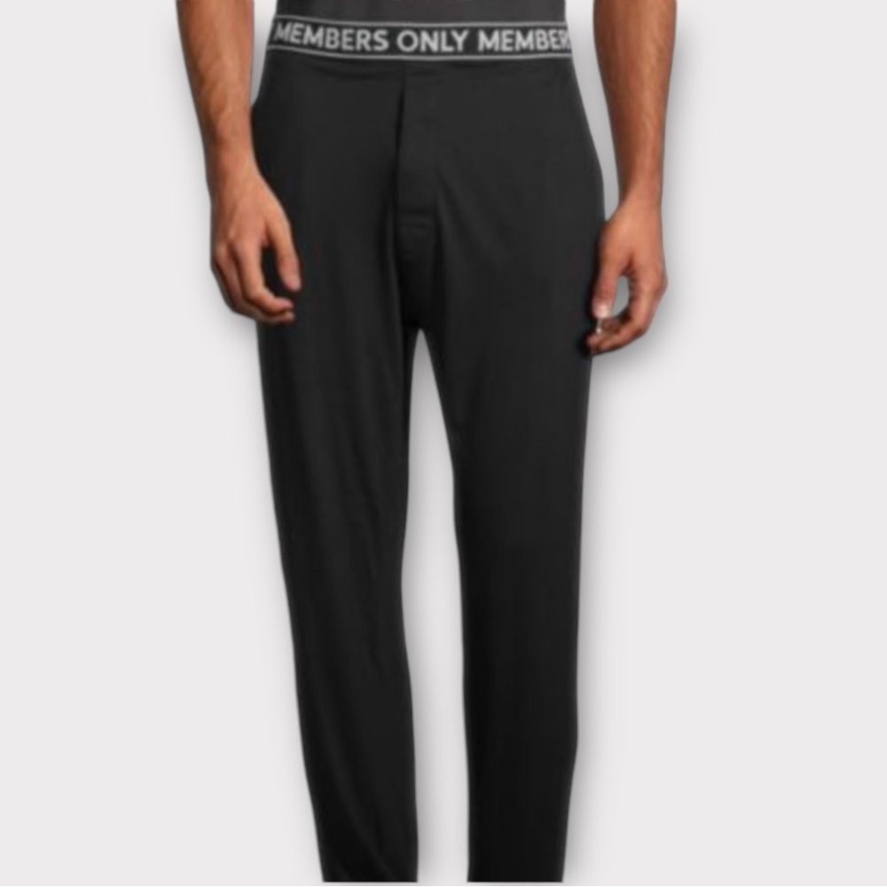 Members Only Men’s Pants Small Logo Button Fly Elastic Waistband Loungewear NWT